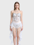 Celestial Pearl — White Bustier Tassel Set