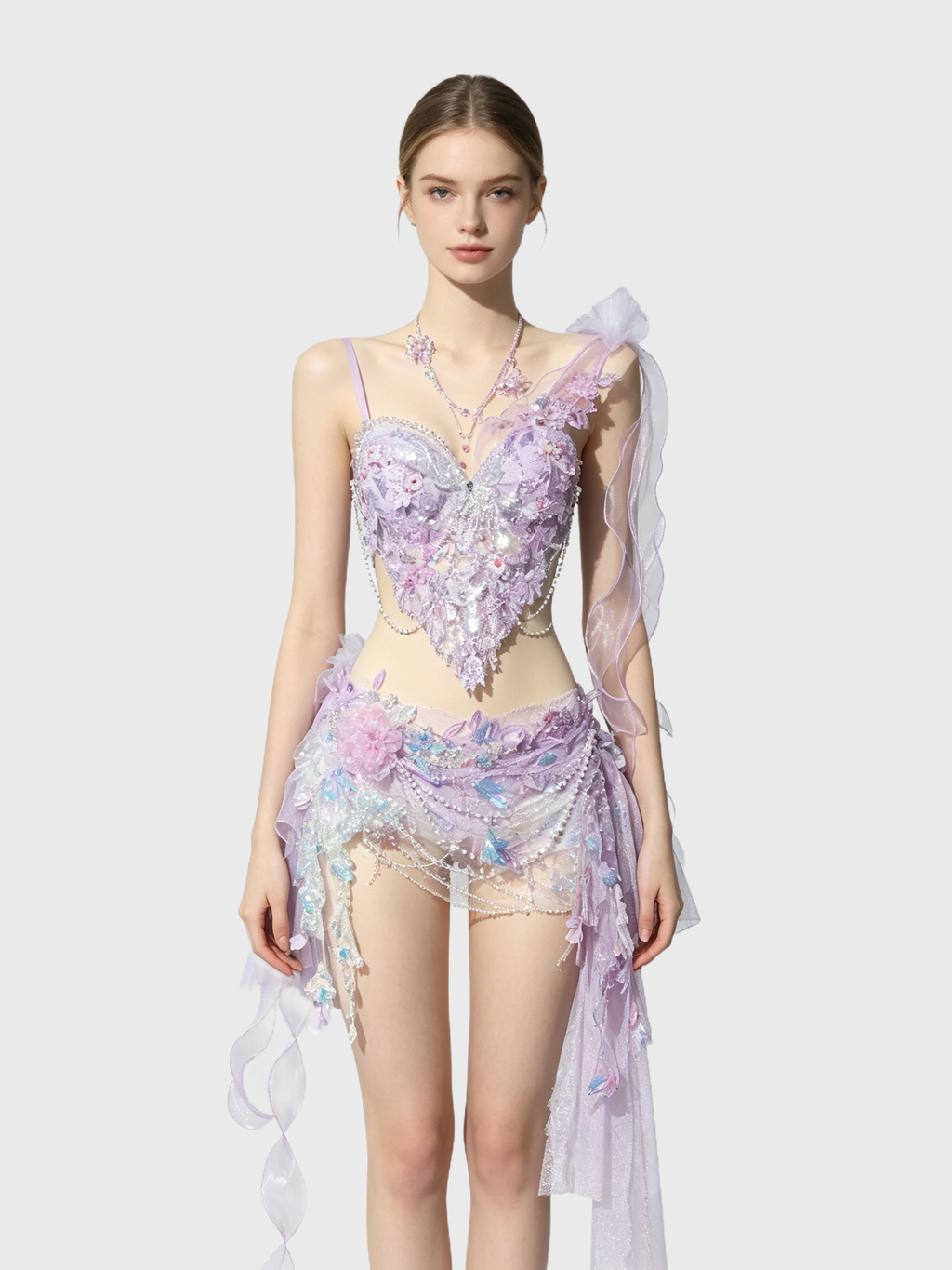 Lavender Stardust — Purple One-Shoulder Fairy Set