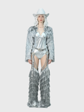 Silver Space Cowgirl — Fringe Western Rave Set