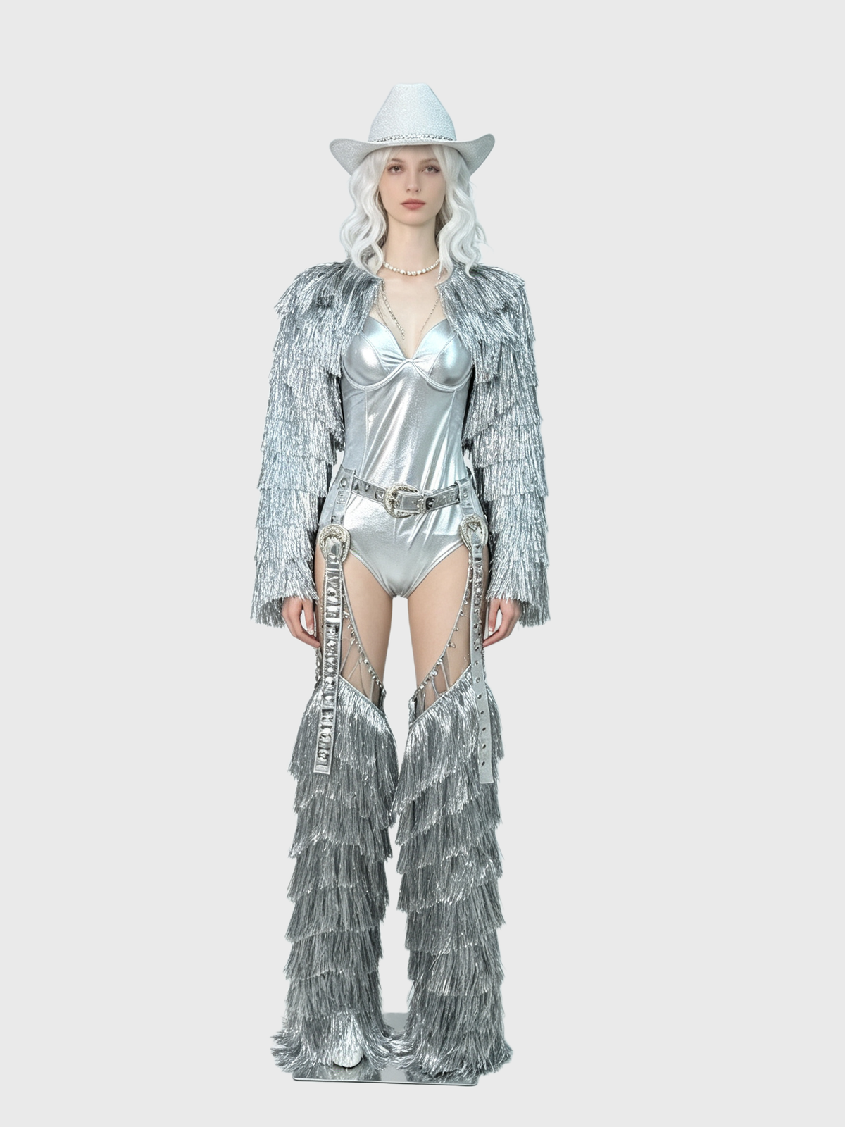 Silver Space Cowgirl — Fringe Western Rave Set