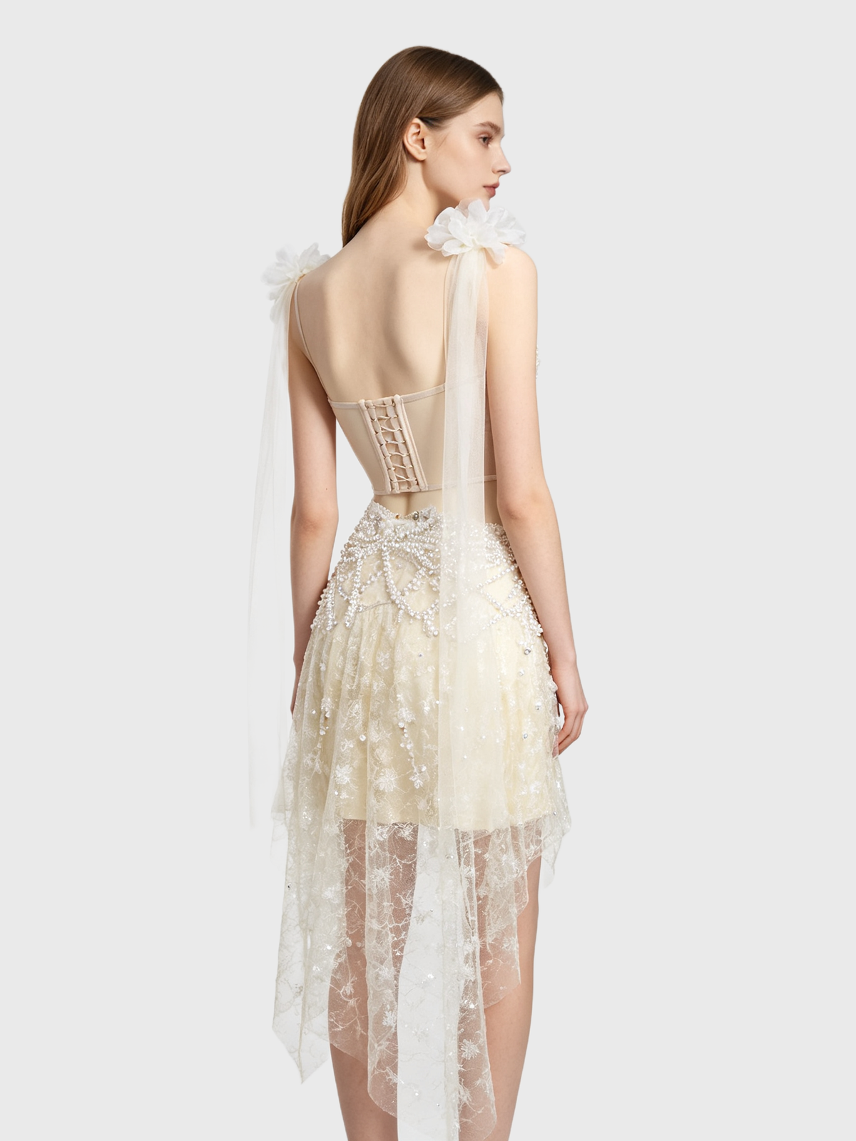 Champagne Pearl — One-Shoulder Fairy Bustier Set