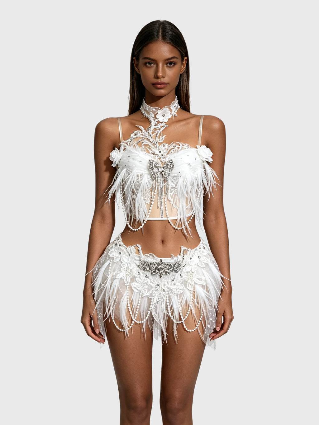 Moonlit Plume — White Feather Rave Set