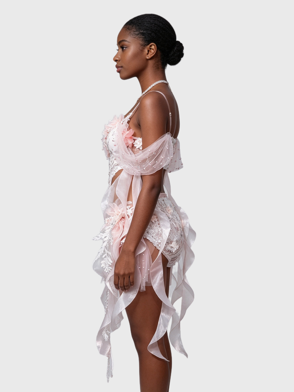 Monet Garden — Pink-White Flower Bustier Set