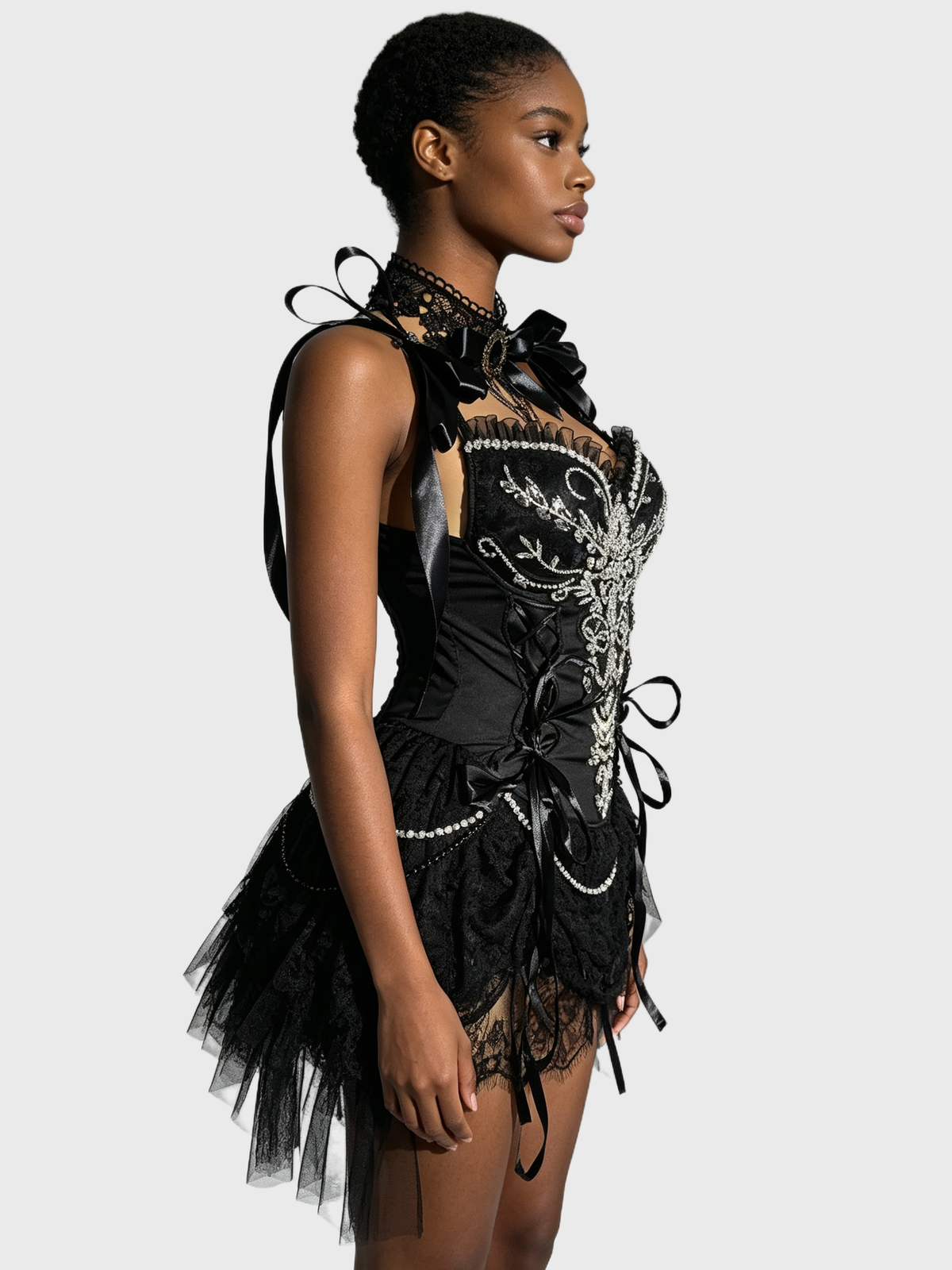Crimson Noir — Black-Red Gothic Corset Dress