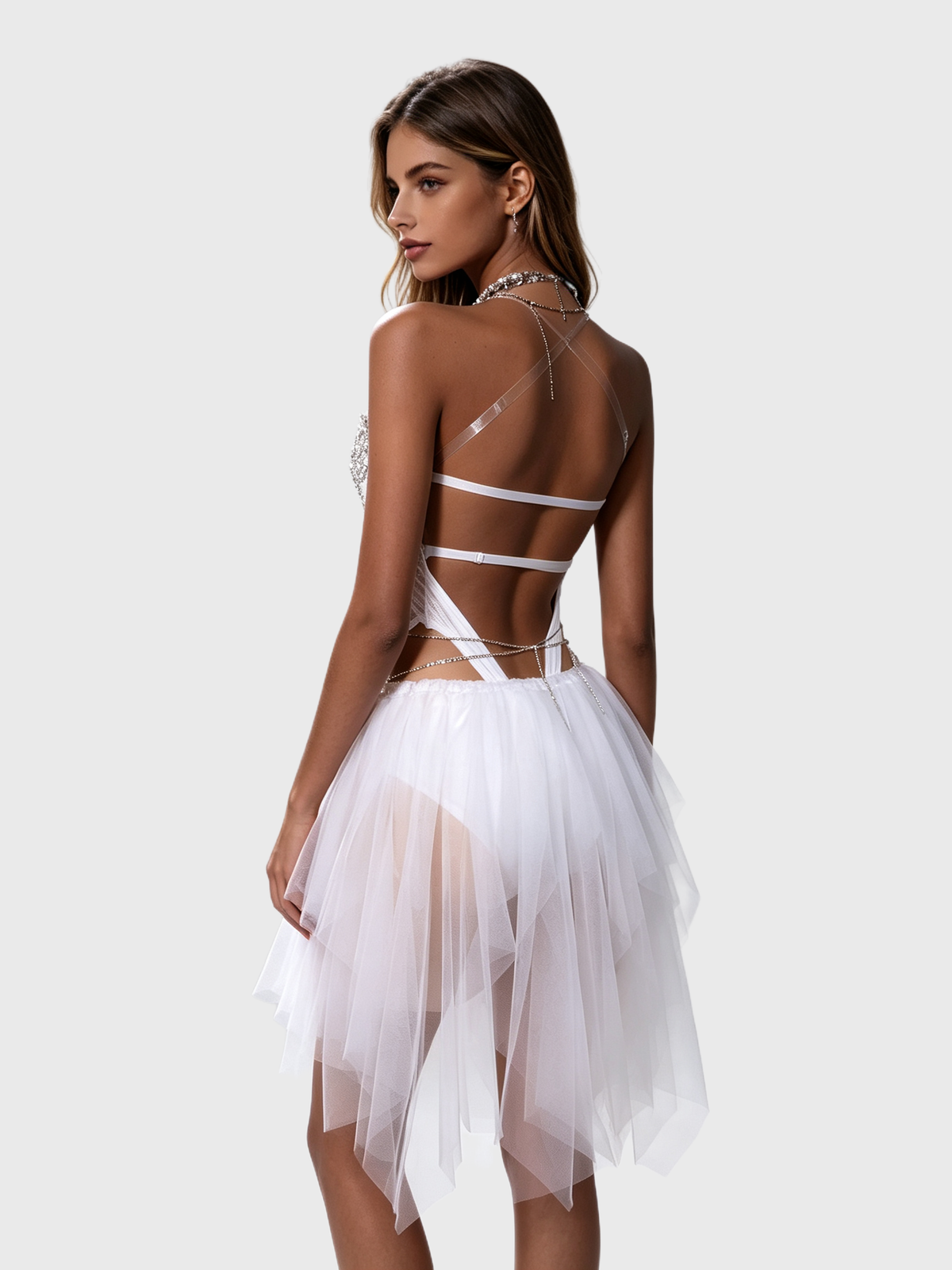Silver Mist — Rhinestone Halter Fairy Set