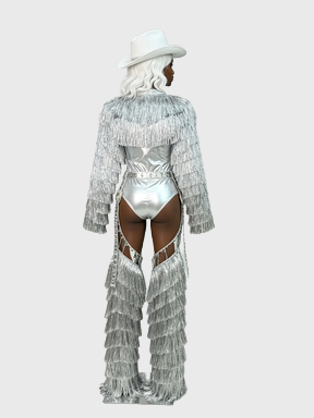 Silver Space Cowgirl — Fringe Western Rave Set